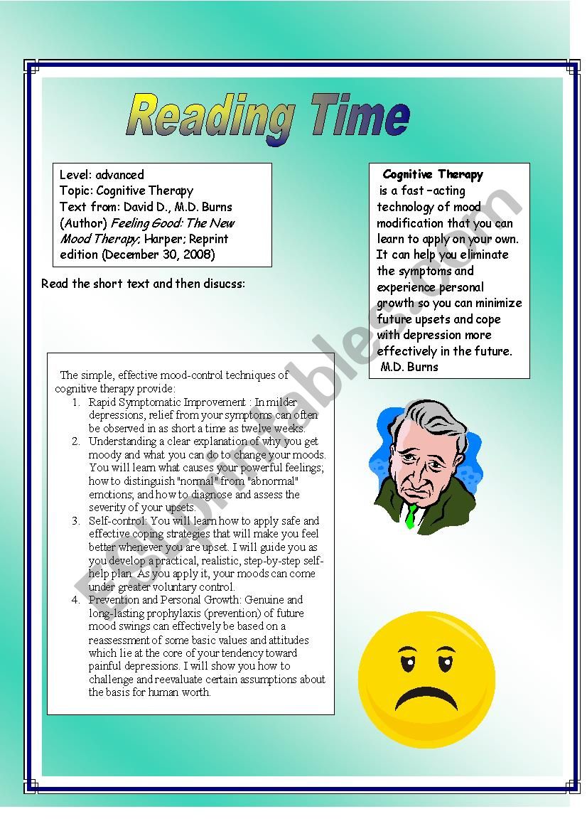 Cognitive Therapy worksheet