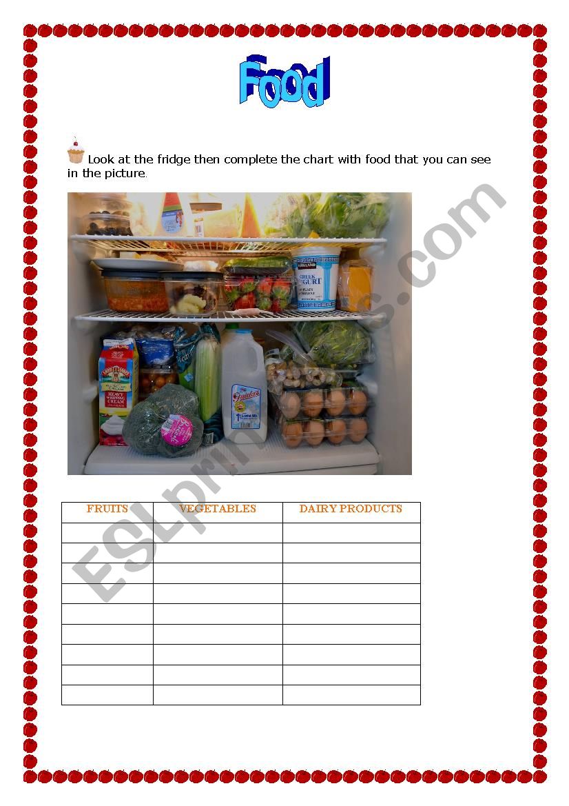 Food  worksheet