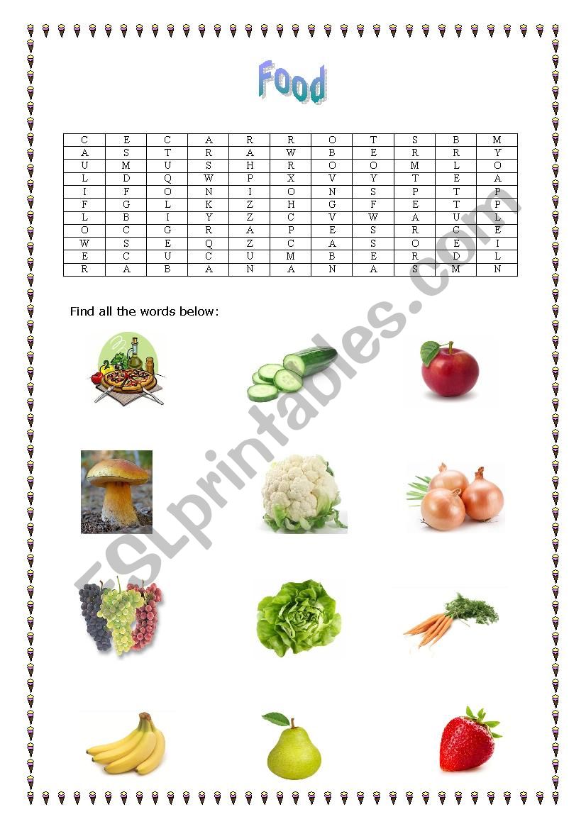 Food exercises worksheet