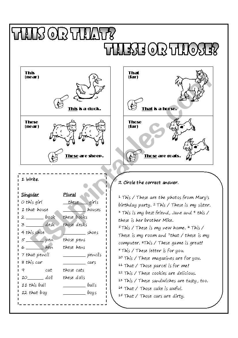 this or that - 2 pages worksheet