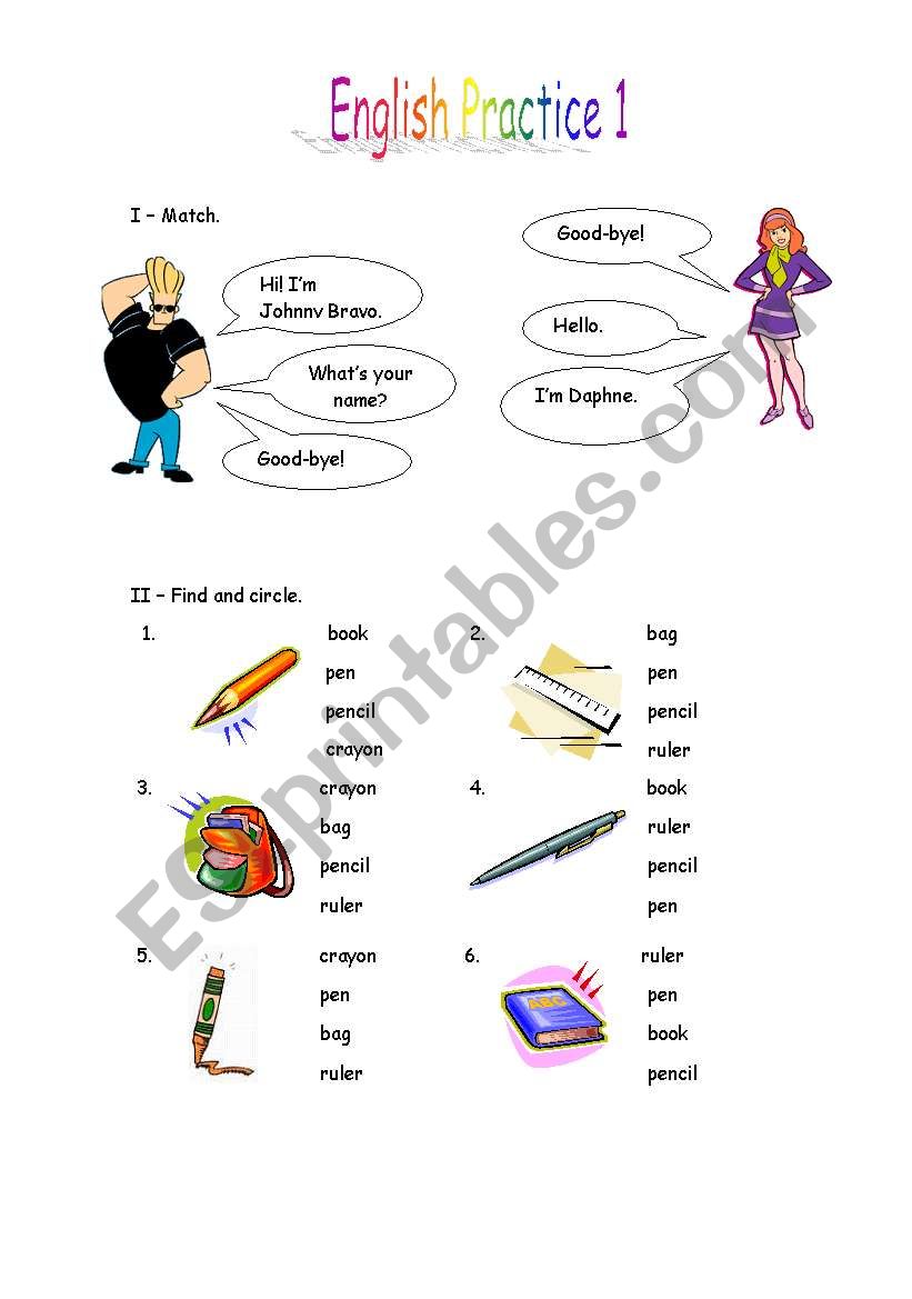 English Practice 1 worksheet