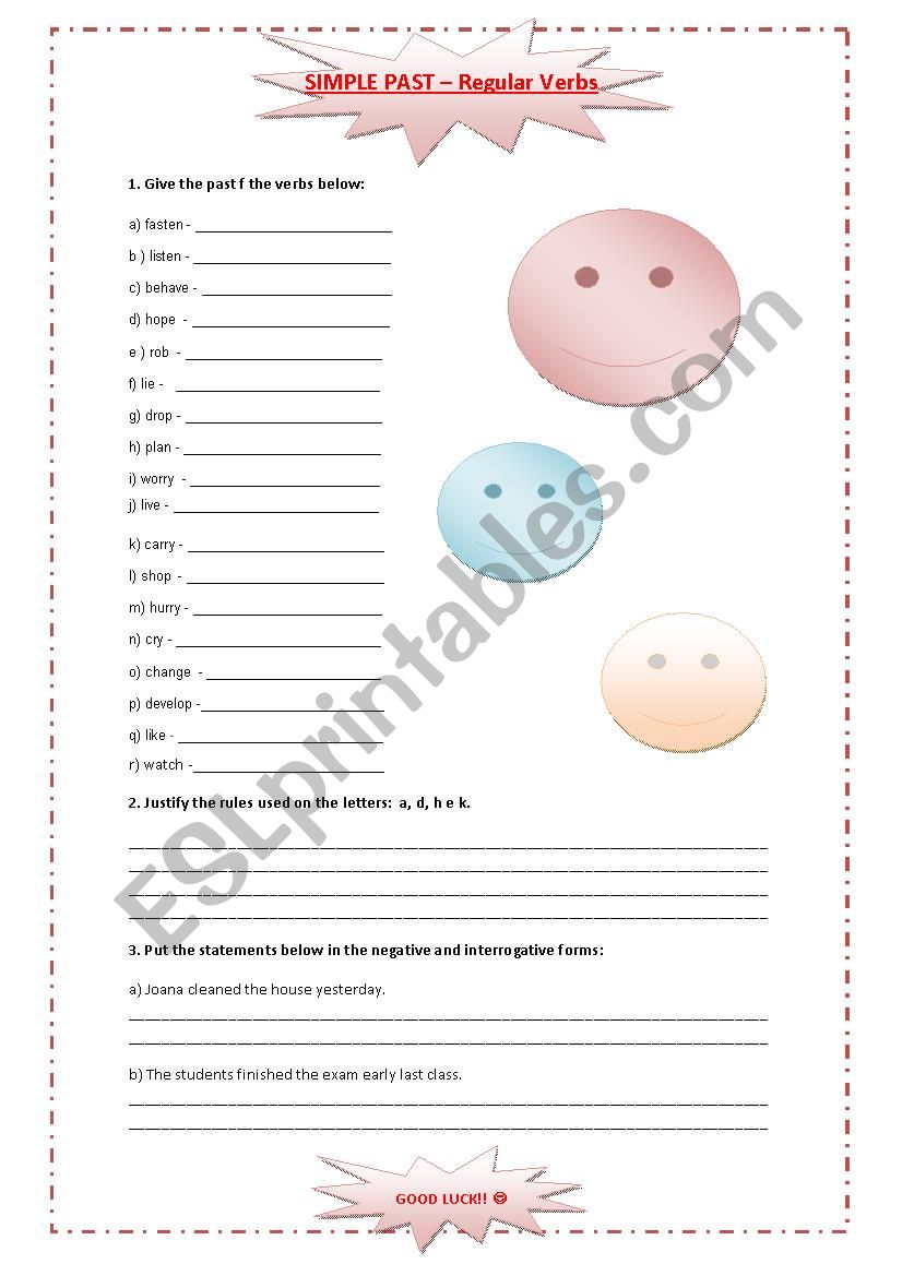 Simple Past - Regular Verbs worksheet