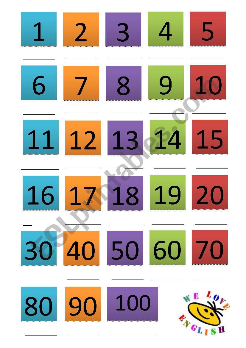 numbers worksheet