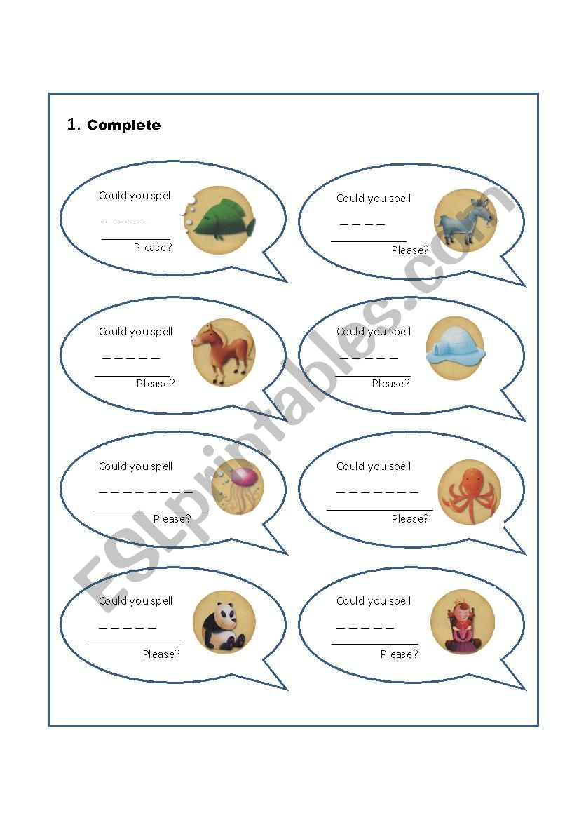 spelling words worksheet