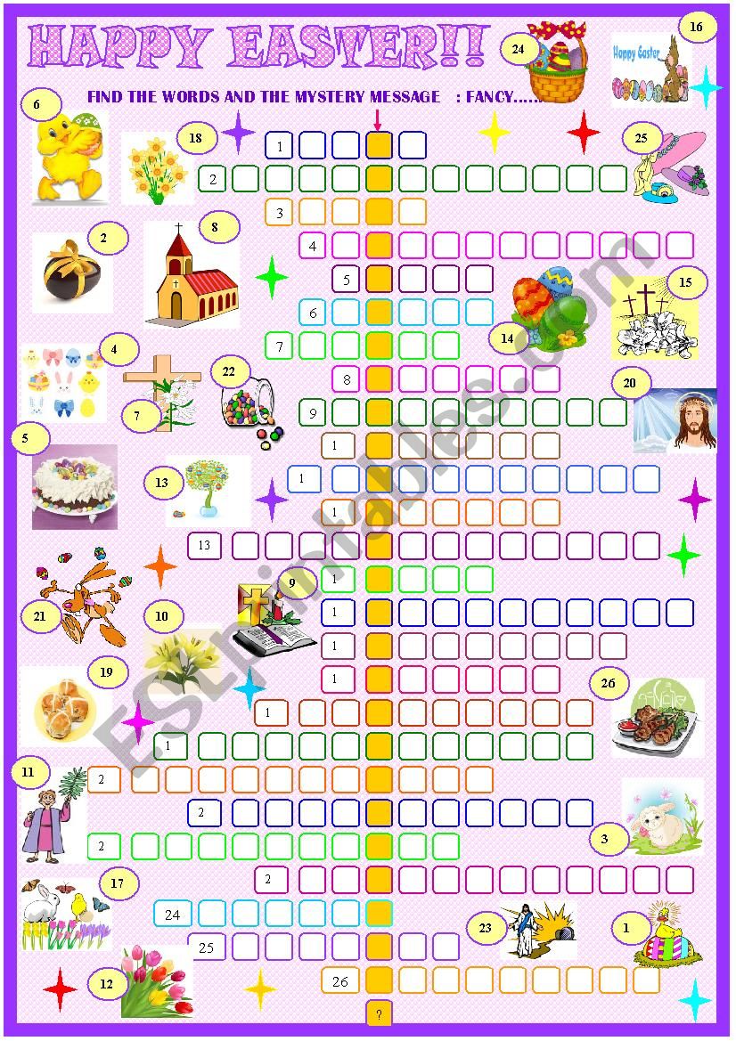 Easter:Crossword puzzle worksheet