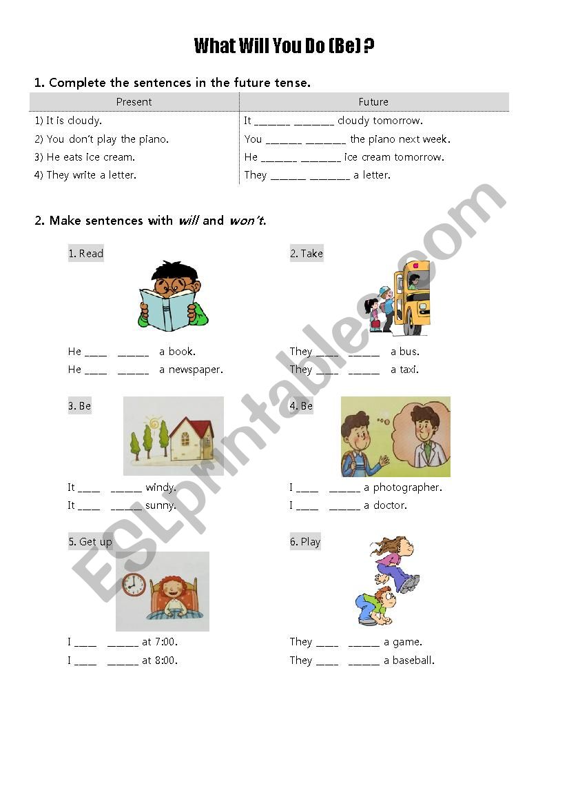 future tense worksheet worksheet