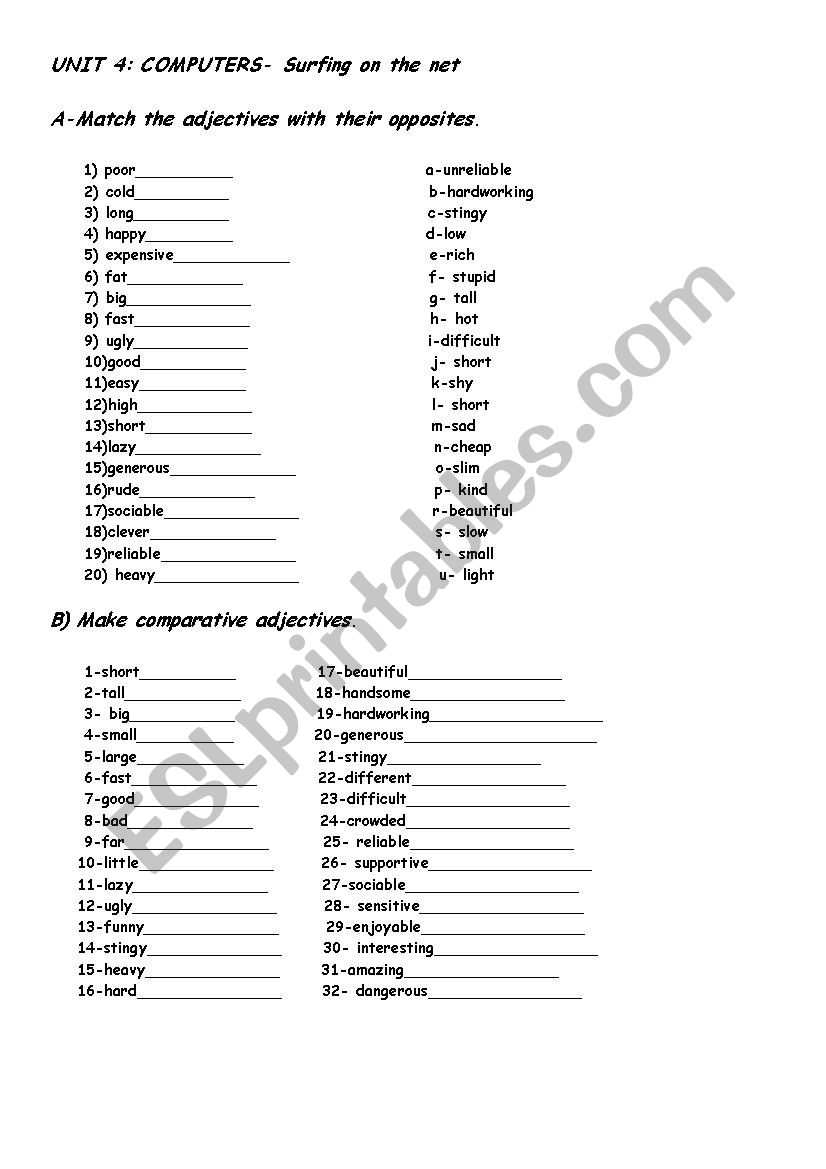 Making comparison worksheet