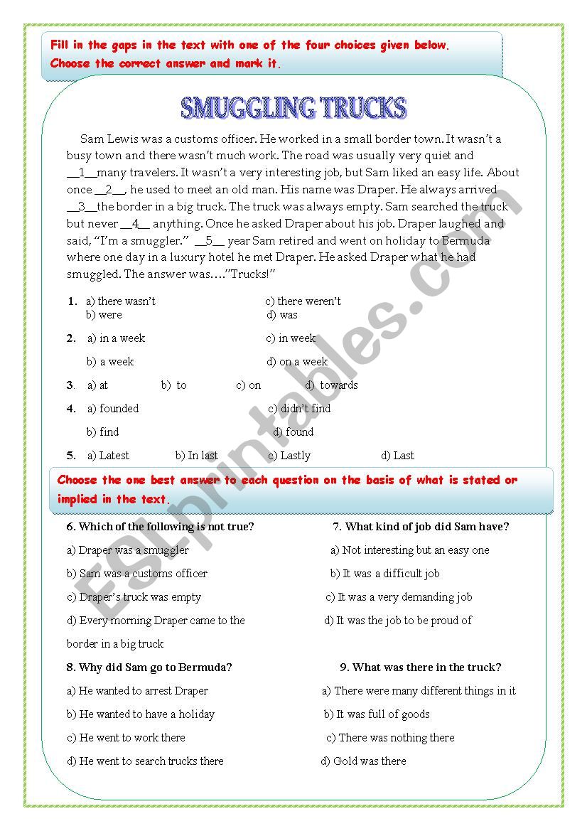 Work on the text worksheet