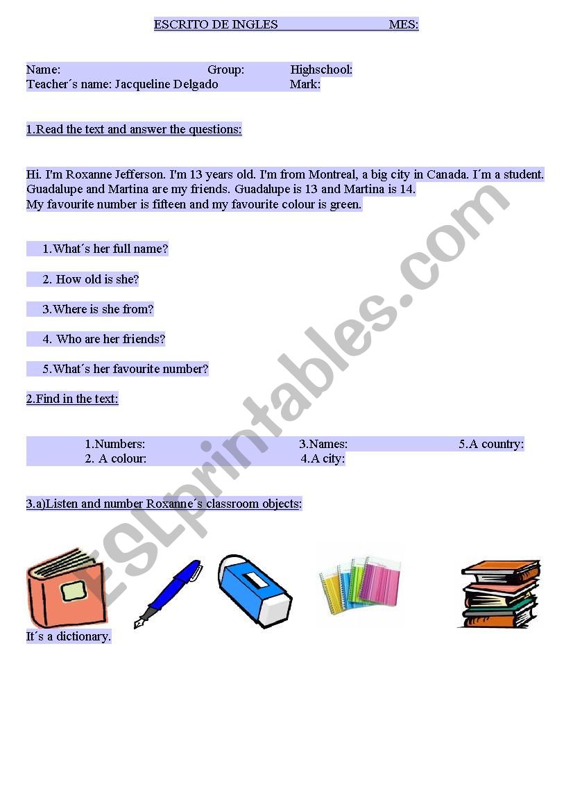 test for beginners worksheet