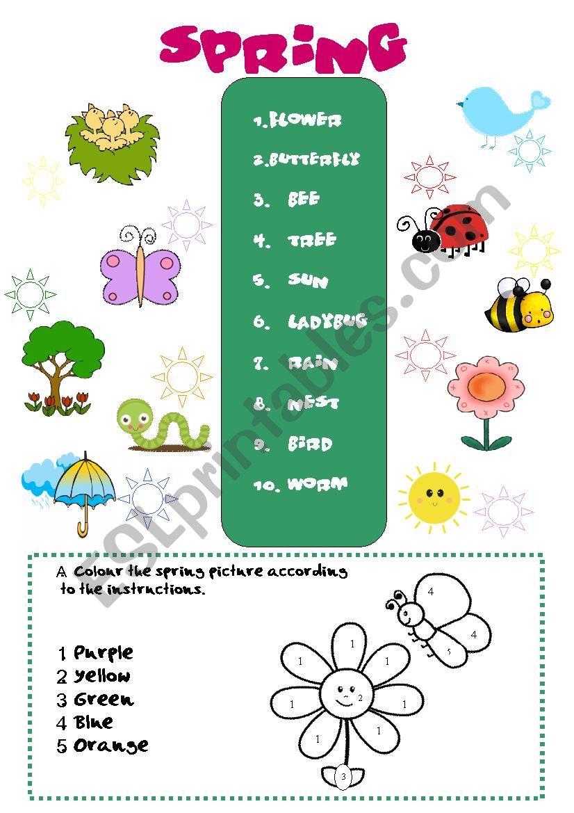 Spring vocabulary worksheet