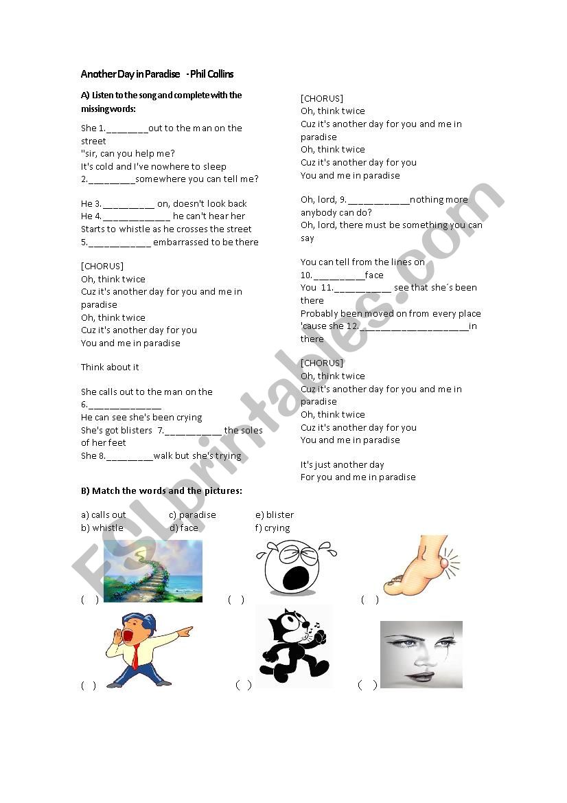 Song Activity worksheet