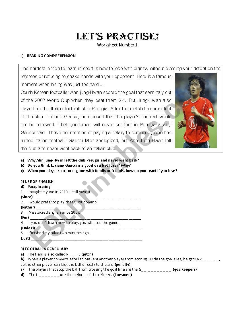 Football soccer worksheet worksheet