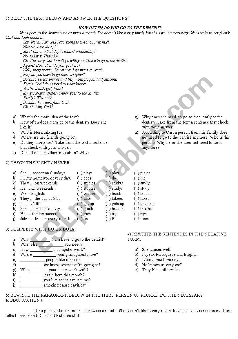 activities on simple present worksheet