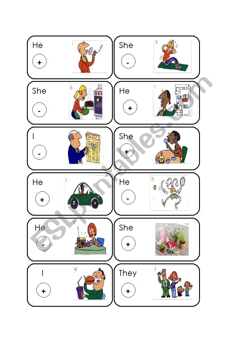 Speaking cards for practicing present simple