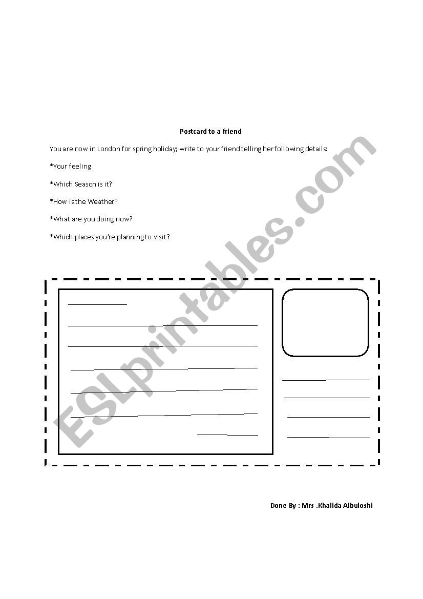 postcard Moudel  worksheet