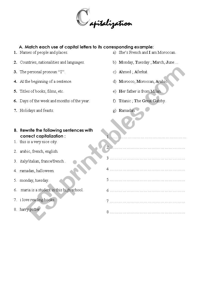 Punctuation worksheet