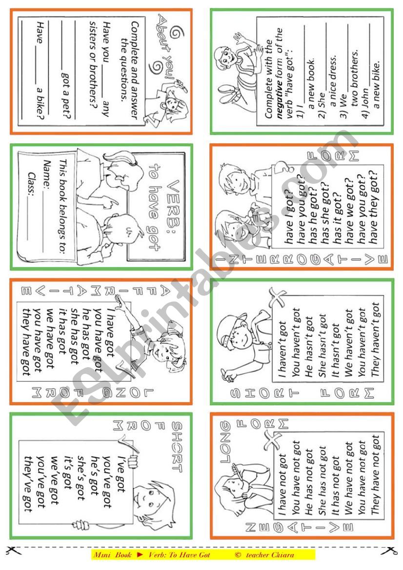 Mini book - To Have Got worksheet
