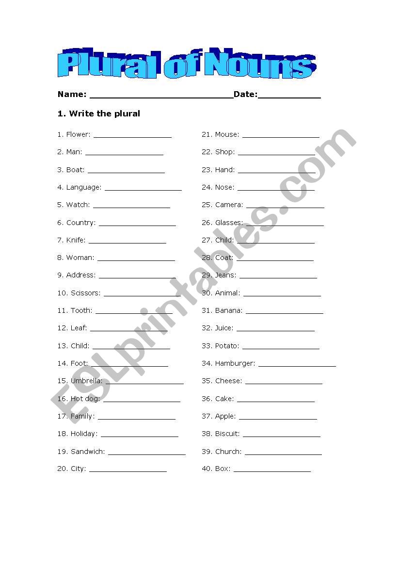 Plural worksheet