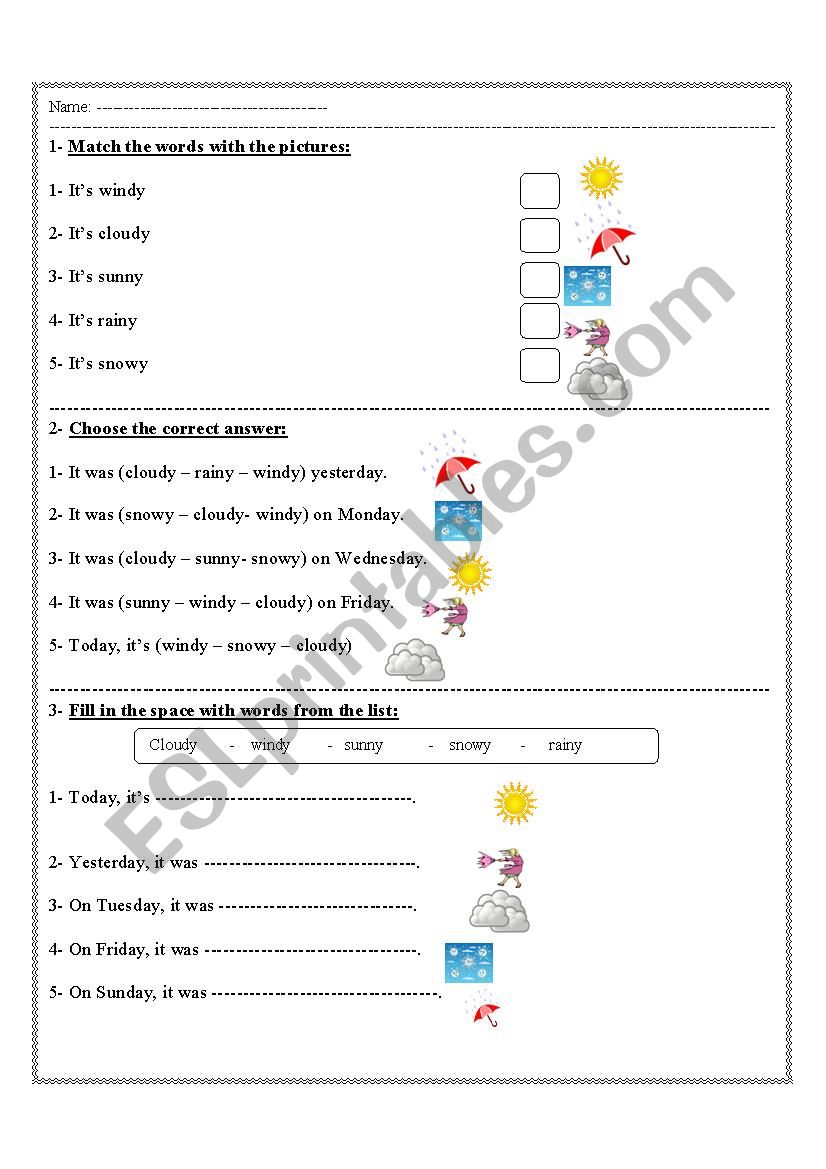 weather worksheet