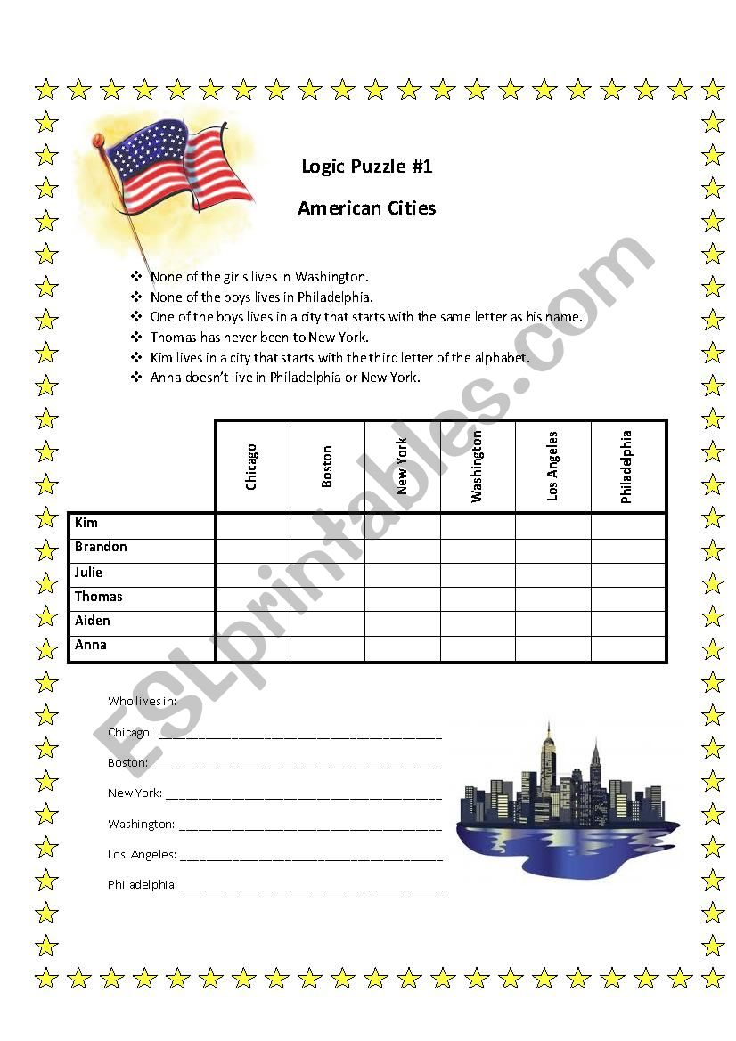 Logic Puzzle - American Cities