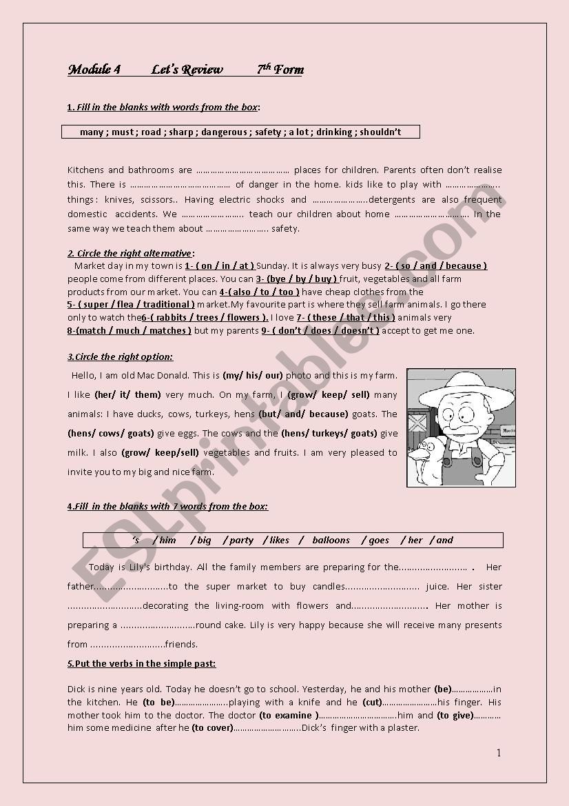 revision for 7th form pupils (module 4)