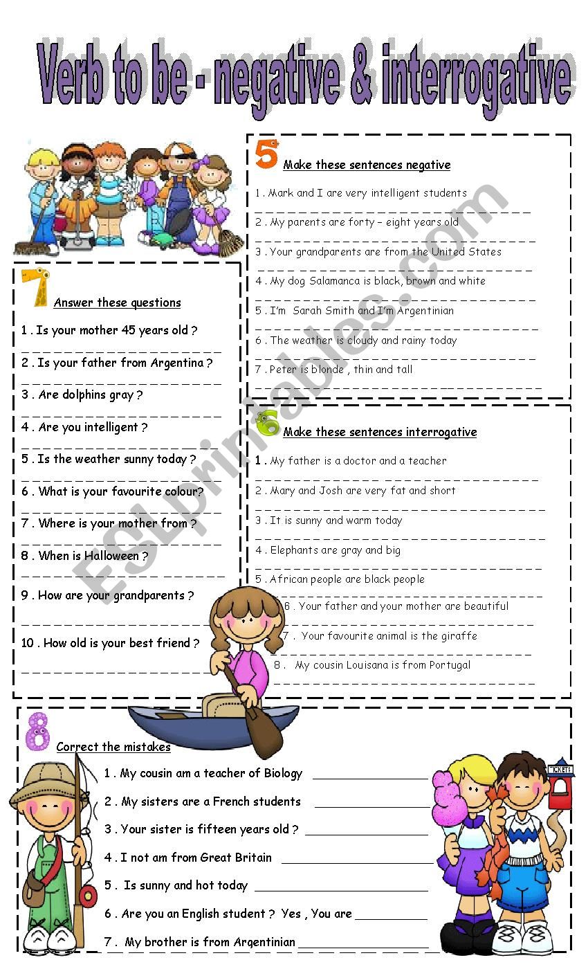 verb to be 2 part - negative and interrogative