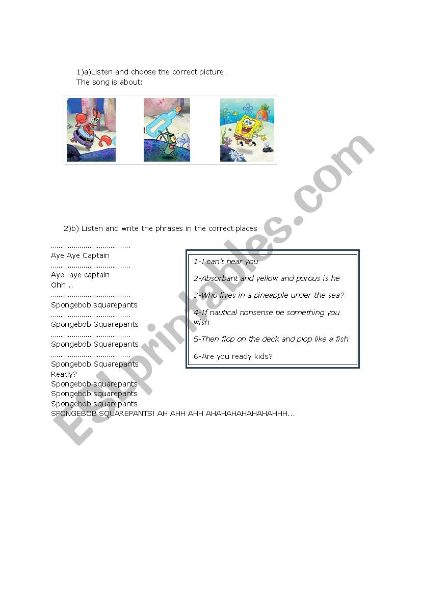 Intgration of skills spongebob