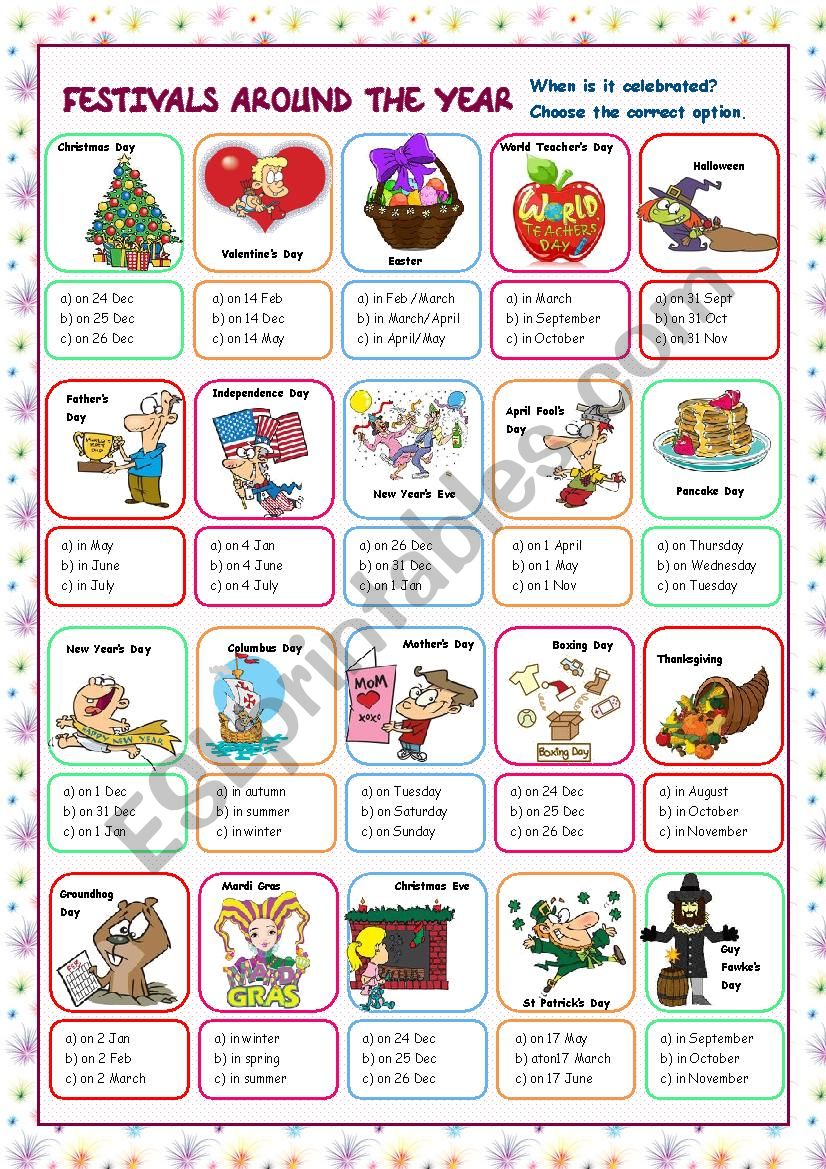 Festivals Around the Year (Multiple Choice)