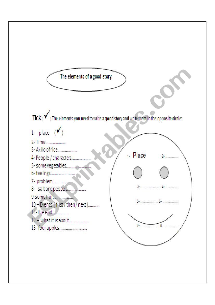 writing a story worksheet