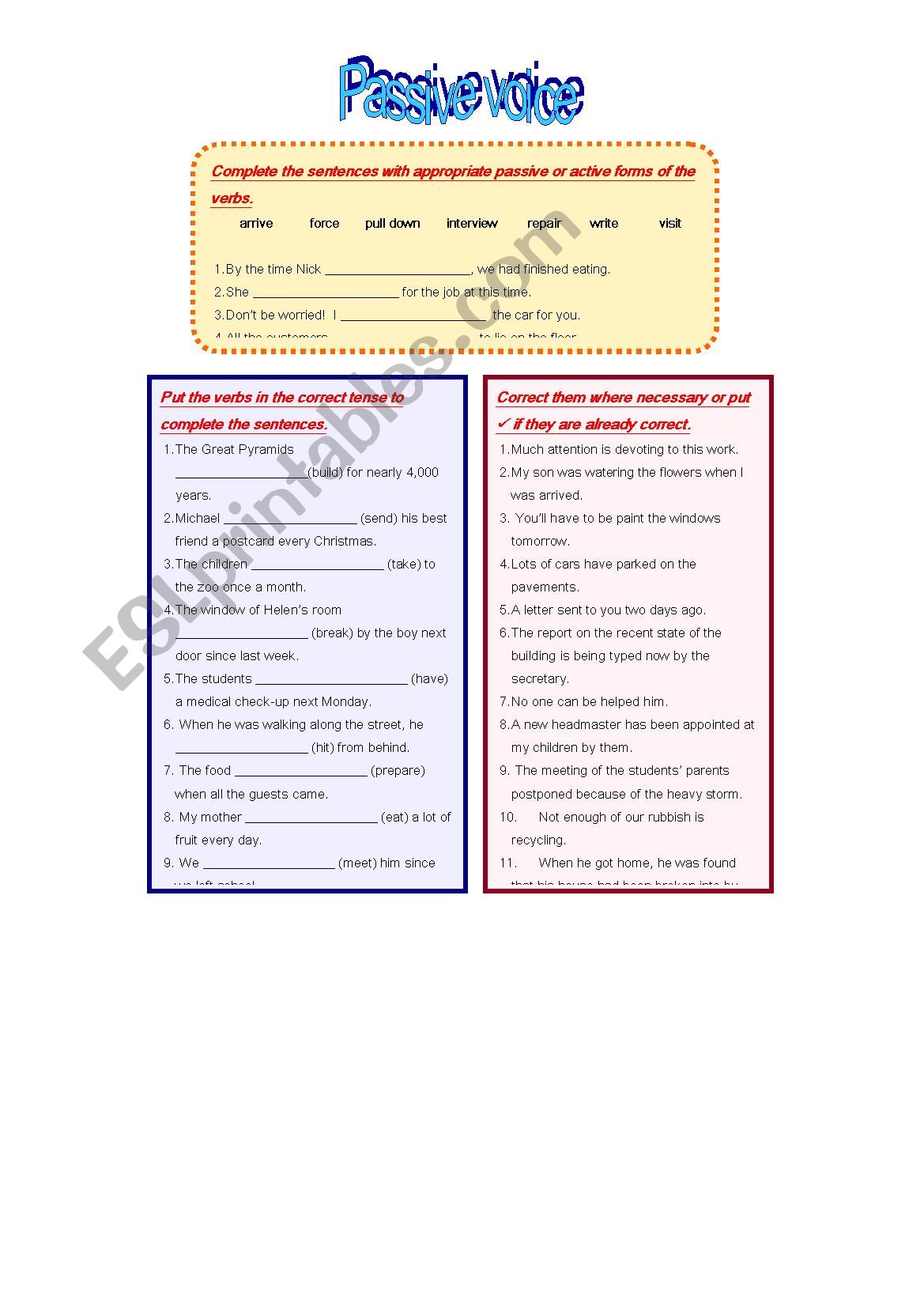 Passive voice worksheet