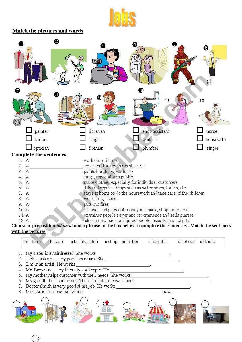 Jobs worksheet