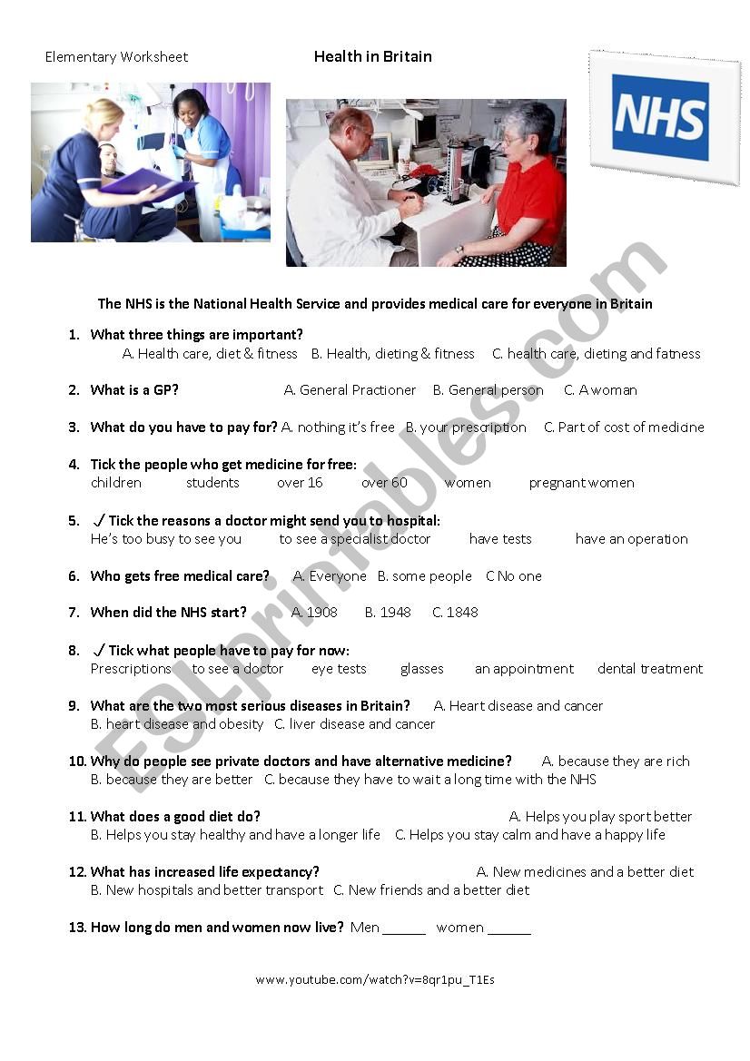 Health in Britain worksheet