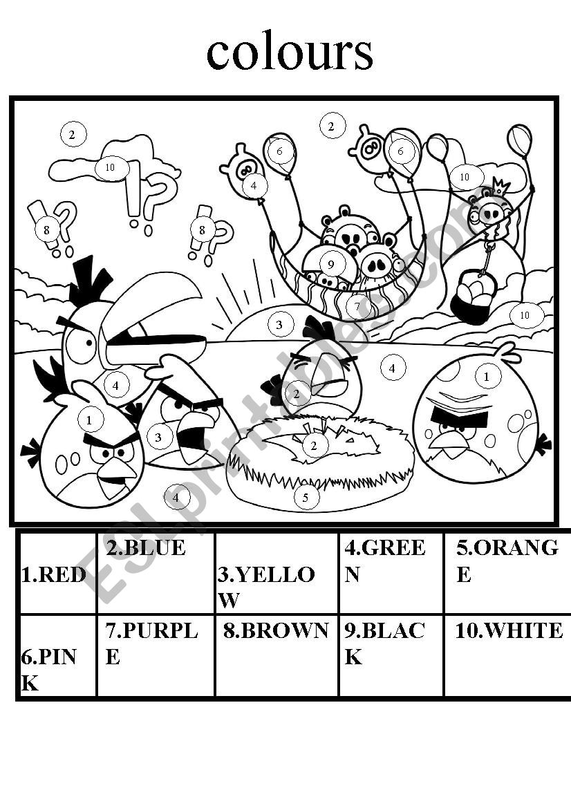 COLOURS AND NUMBERS worksheet