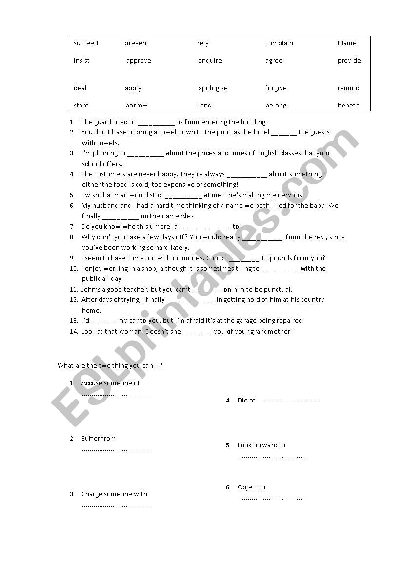 FCE prepositions exercises worksheet