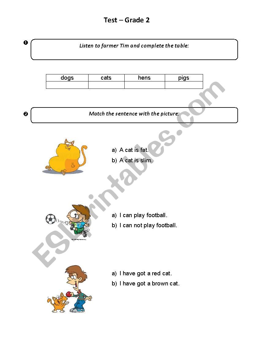Test - Grade 2 worksheet
