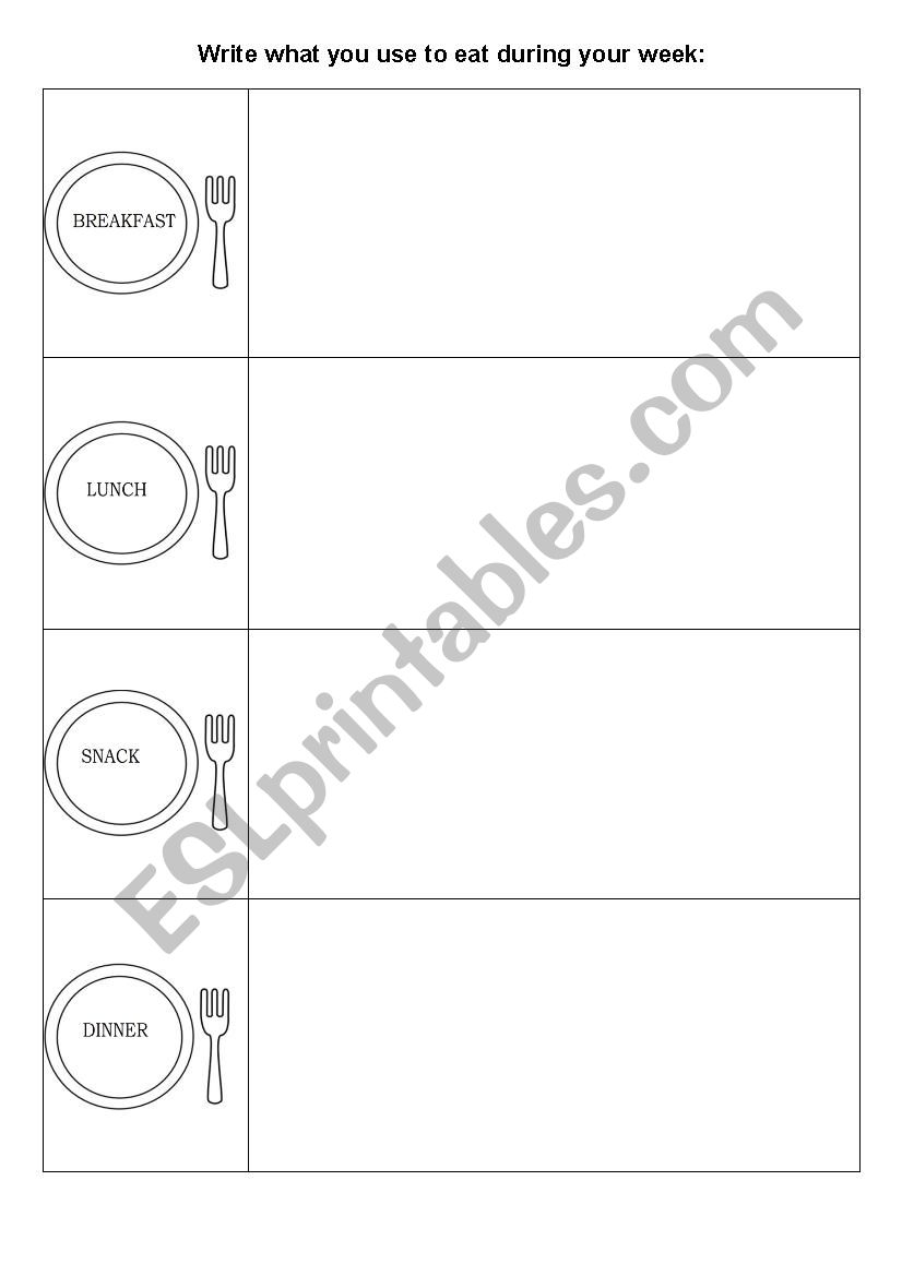 Healthy food worksheet