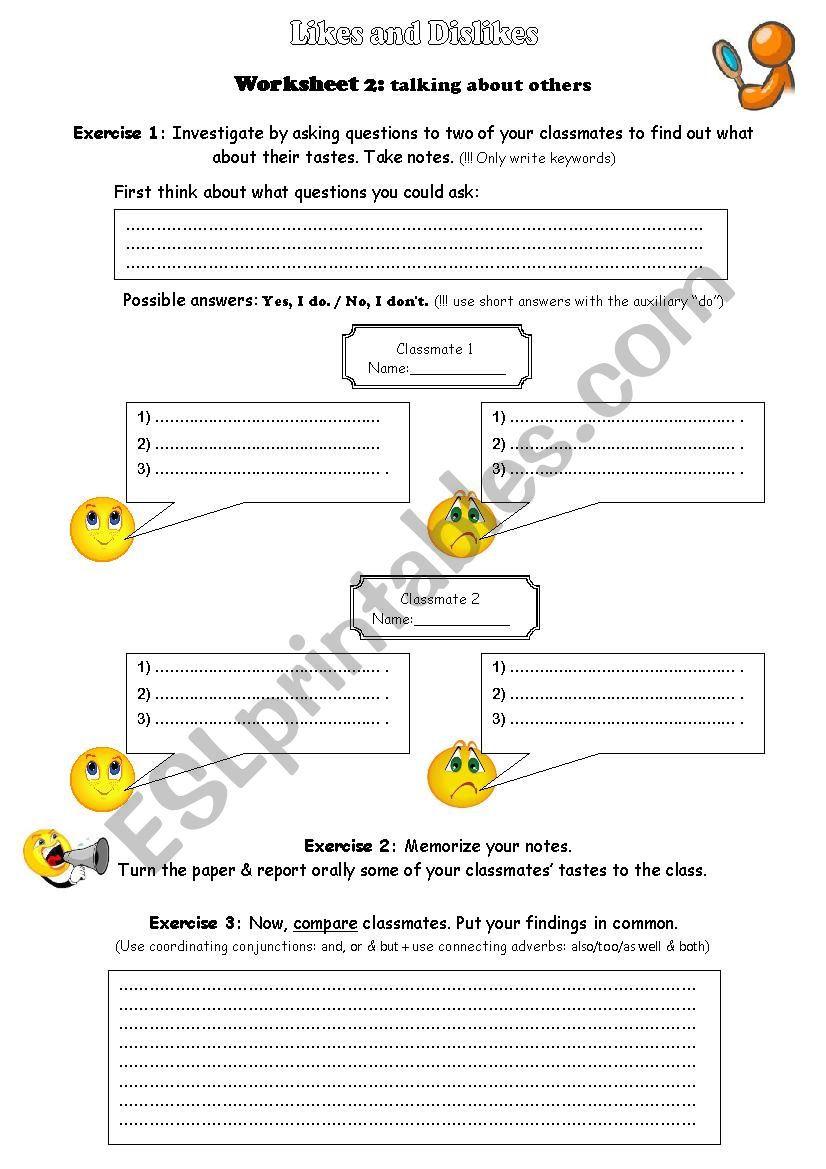 Likes & dislikes: talking about others