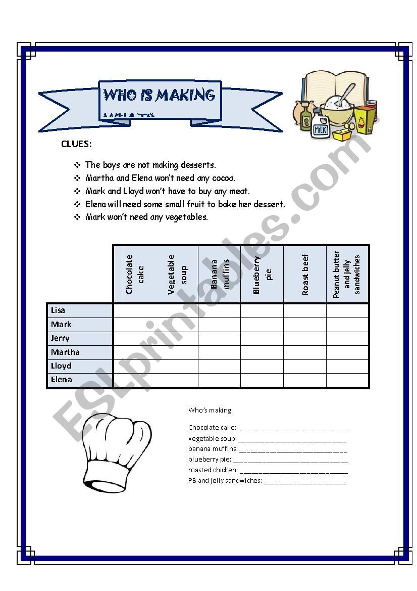 Logic Puzzle 4 - Who is making what?