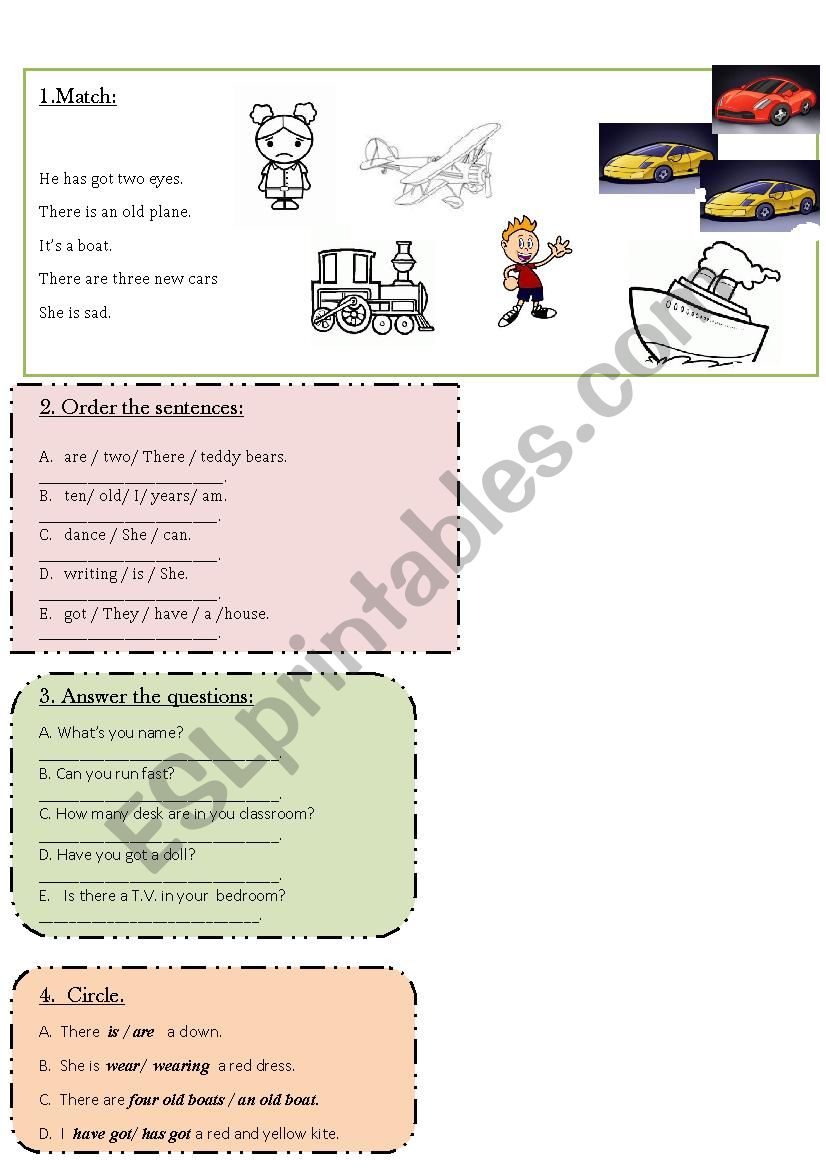 To be, colours, numbers worksheet