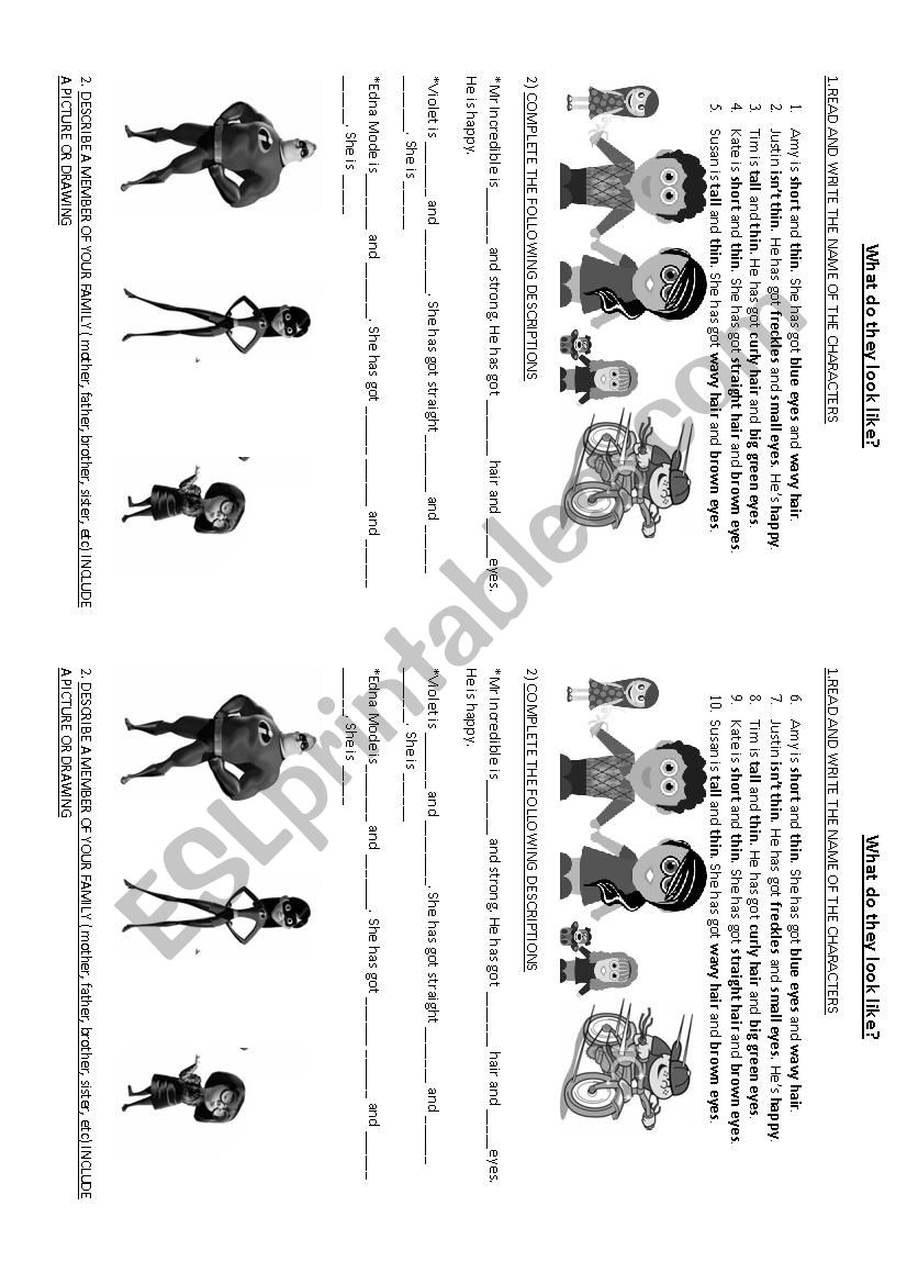 Comparing Characters worksheet