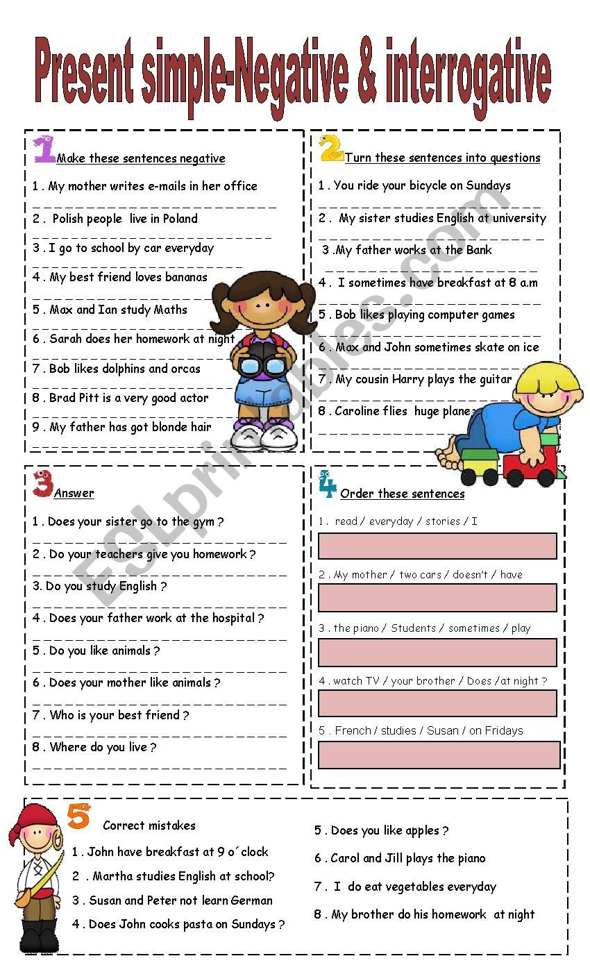 present simple . nagative and interrogative (3 part )