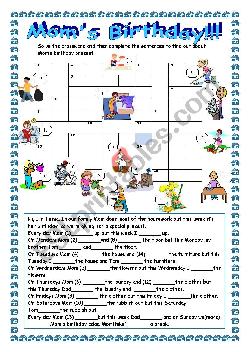 MomÂ´s birthday worksheet