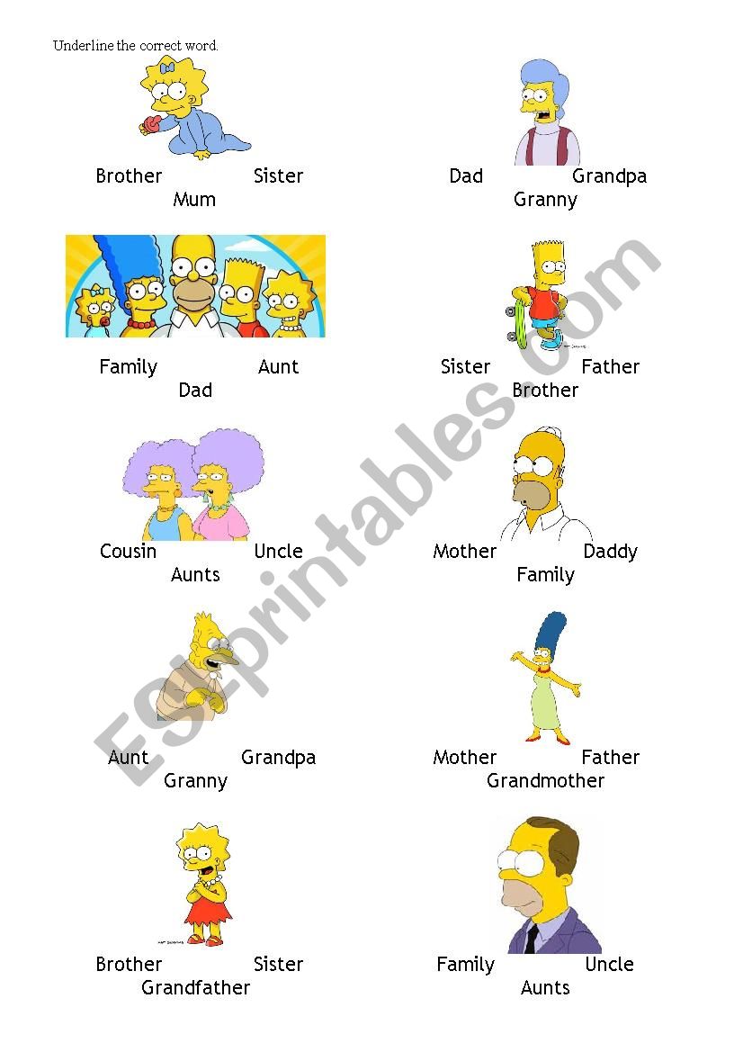 Vocabulary. Familly worksheet