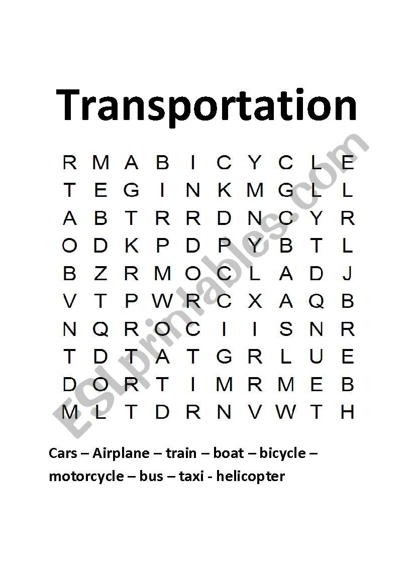 Transportation worksheet