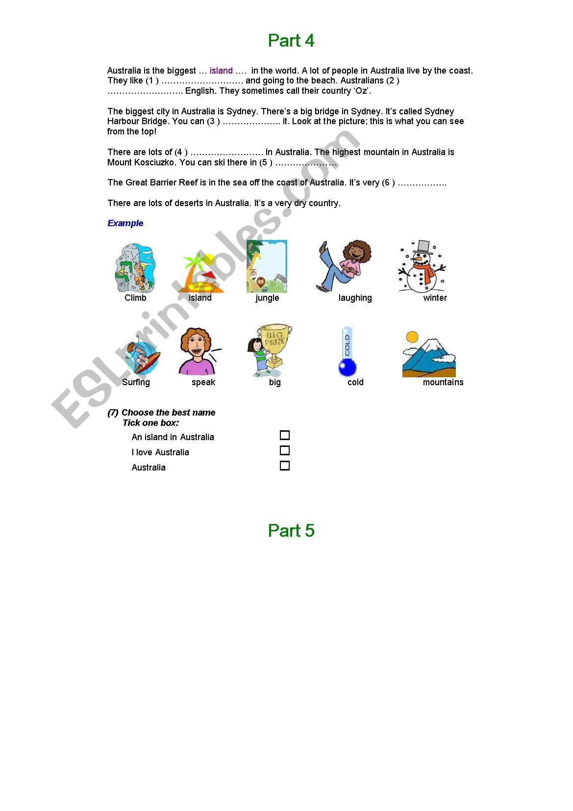 CAMBRIDGE YLE - MOVERS  worksheet