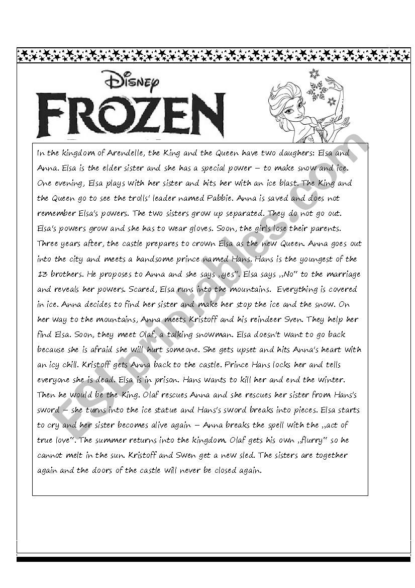 frozen - 2 pages worksheet