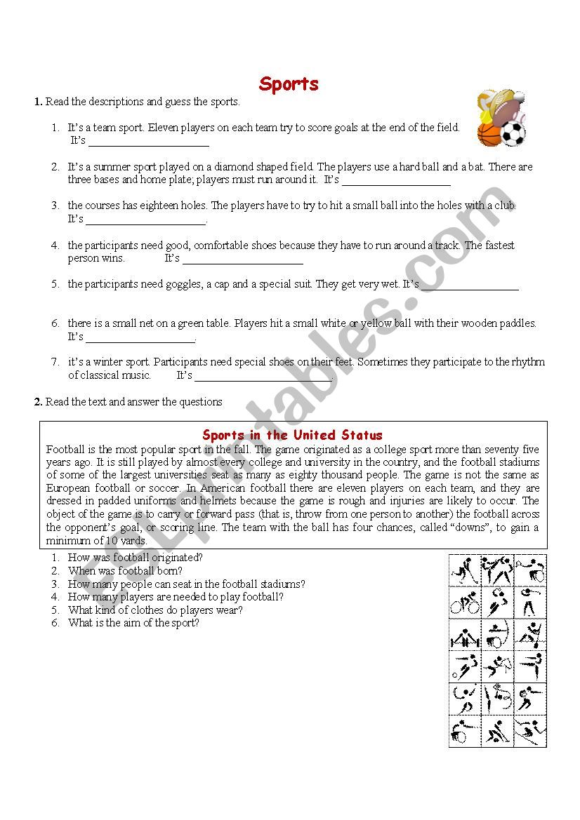 Sports worksheet