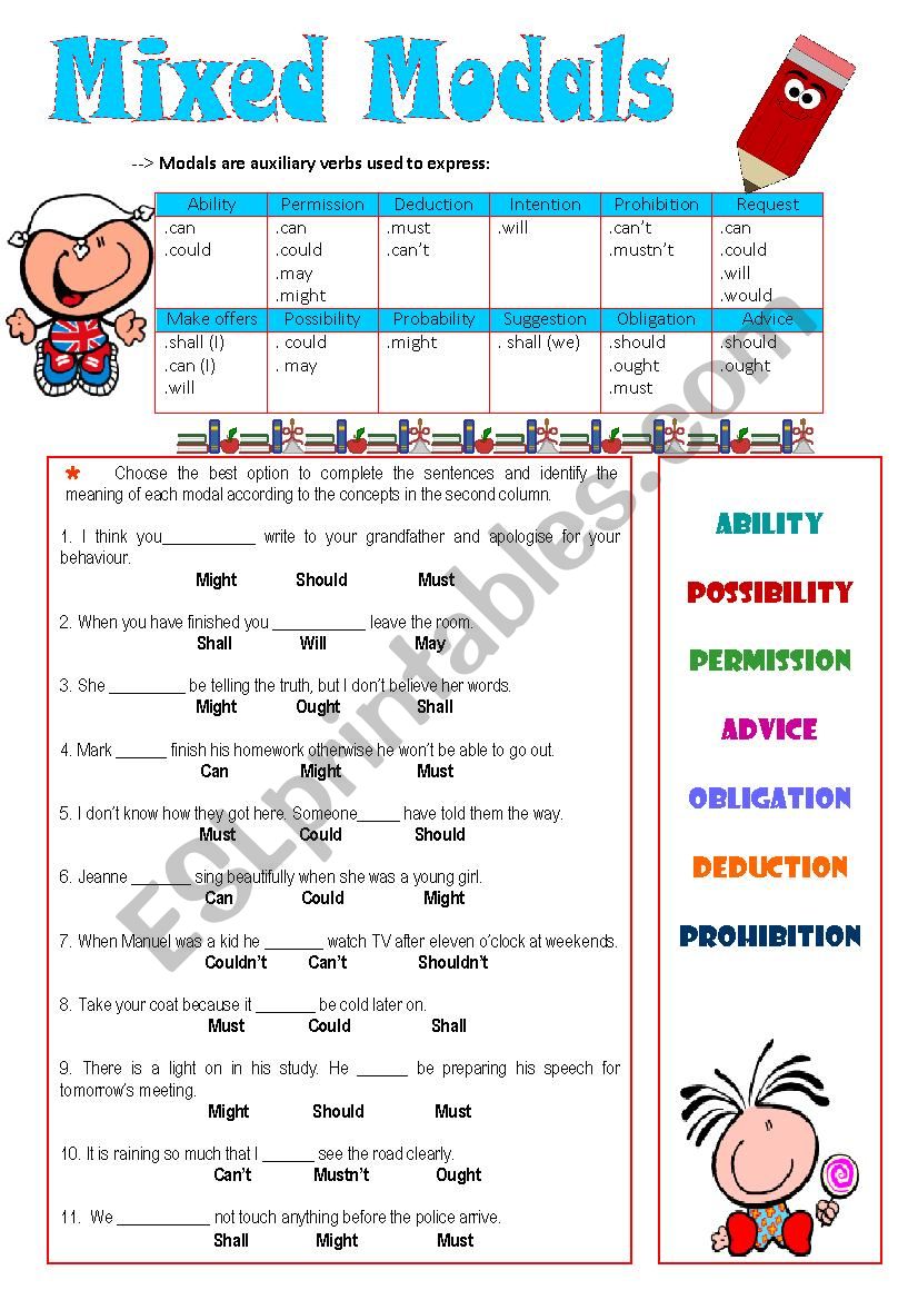 Modals worksheet