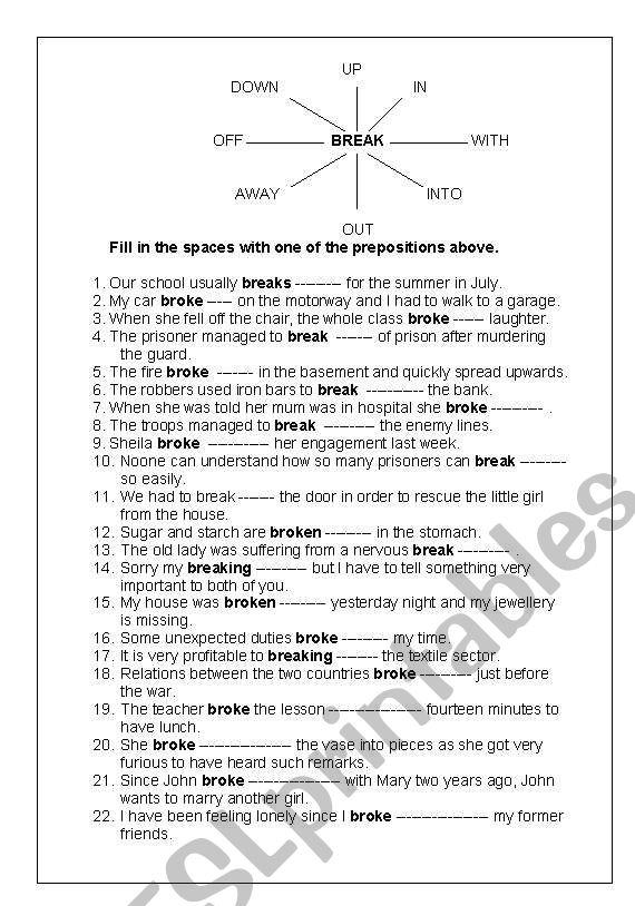 phrasal verbs worksheet