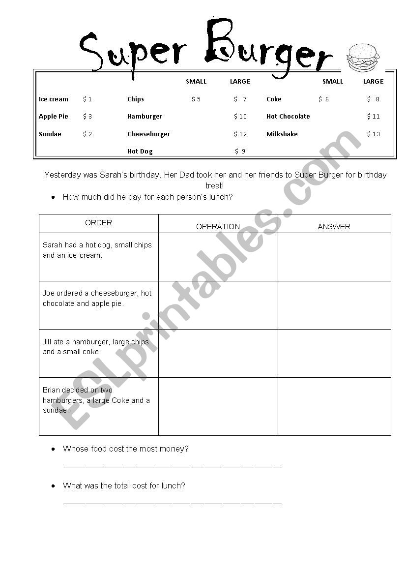 Maths: Addition, subtraction and multiplication problems